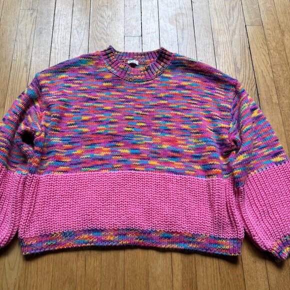 POL Size M Multicolor Pink Rainbow Colorful Confetti Boxy Oversized Sweater - Picture 4 of 16